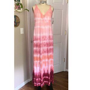 URBAN OUTFITTERS Y2K Pink Tie-Dye stretch Empire Waist Goddess MAXI Dress *LRG*